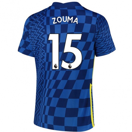 Kinder Fußball Kurt Zouma #15 Dunkelblau Heimtrikot Trikot 2021/22 T-Shirt