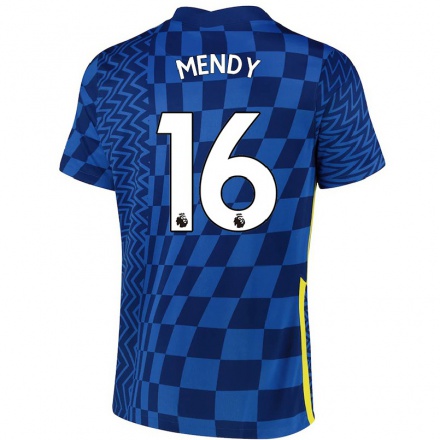 Kinder Fußball Edouard Mendy #16 Dunkelblau Heimtrikot Trikot 2021/22 T-Shirt