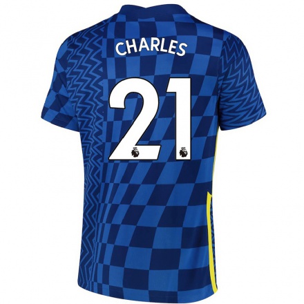 Kinder Fußball Niamh Charles #21 Dunkelblau Heimtrikot Trikot 2021/22 T-shirt