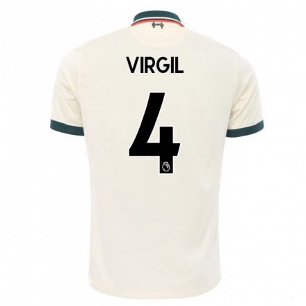 Kinder Fußball Virgil Van Dijk #4 Beige Auswärtstrikot Trikot 2021/22 T-shirt