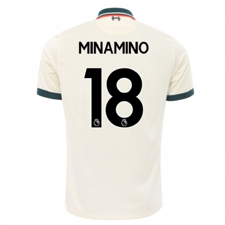 Kinder Fußball Takumi Minamino #18 Beige Auswärtstrikot Trikot 2021/22 T-shirt