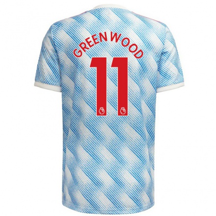 Kinder Fußball Mason Greenwood #11 Blau Weiss Auswärtstrikot Trikot 2021/22 T-shirt