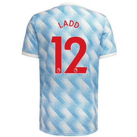 Kinder Fußball Hayley Ladd #12 Blau Weiss Auswärtstrikot Trikot 2021/22 T-shirt