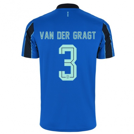 Kinder Fußball Stefanie van der Gragt #3 Blau Schwarz Auswärtstrikot Trikot 2021/22 T-Shirt