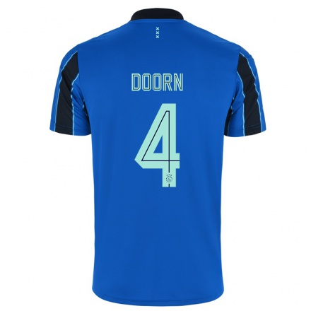 Kinder Fußball Lisa Doorn #4 Blau Schwarz Auswärtstrikot Trikot 2021/22 T-Shirt
