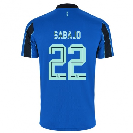 Kinder Fußball Quinty Sabajo #22 Blau Schwarz Auswärtstrikot Trikot 2021/22 T-Shirt