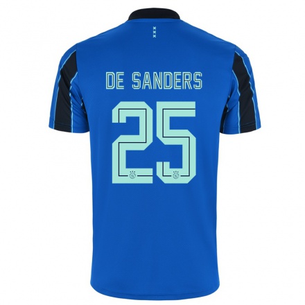 Kinder Fußball Kay-lee de Sanders #25 Blau Schwarz Auswärtstrikot Trikot 2021/22 T-Shirt