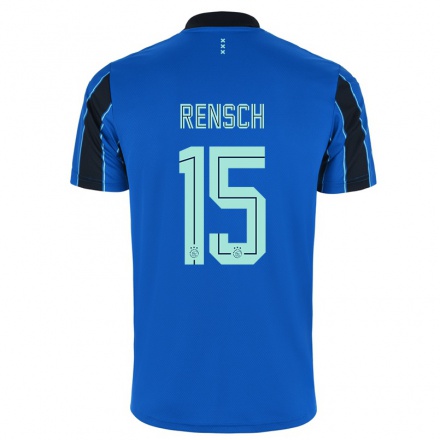 Kinder Fußball Devyne Rensch #15 Blau Schwarz Auswärtstrikot Trikot 2021/22 T-Shirt