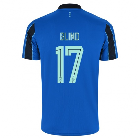 Kinder Fußball Daley Blind #17 Blau Schwarz Auswärtstrikot Trikot 2021/22 T-Shirt