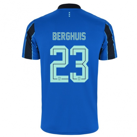 Kinder Fußball Steven Berghuis #23 Blau Schwarz Auswärtstrikot Trikot 2021/22 T-Shirt