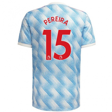 Kinder Fußball Andreas Pereira #15 Blau Weiss Auswärtstrikot Trikot 2021/22 T-shirt