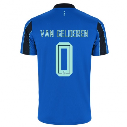 Kinder Fußball Liam van Gelderen #0 Blau Schwarz Auswärtstrikot Trikot 2021/22 T-Shirt