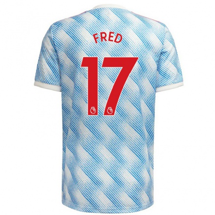 Kinder Fußball Fred #17 Blau Weiss Auswärtstrikot Trikot 2021/22 T-shirt
