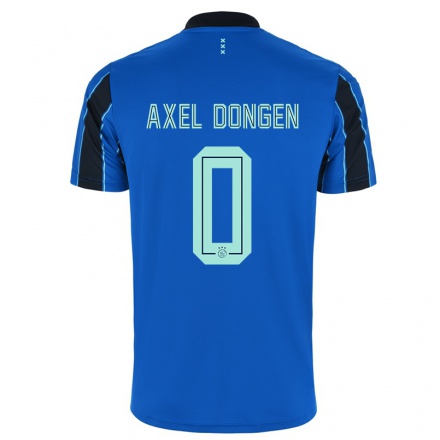 Kinder Fußball Amourricho van Axel Dongen #0 Blau Schwarz Auswärtstrikot Trikot 2021/22 T-Shirt