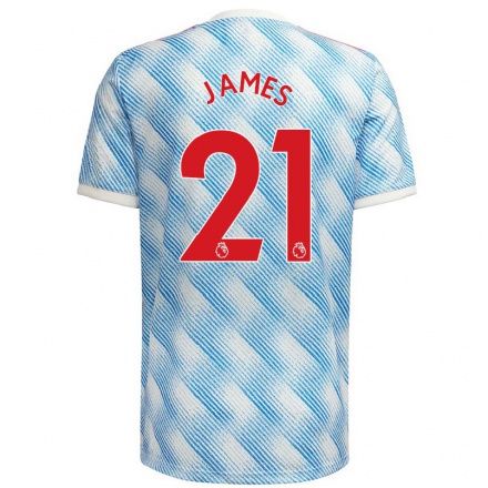 Kinder Fußball Daniel James #21 Blau Weiss Auswärtstrikot Trikot 2021/22 T-shirt
