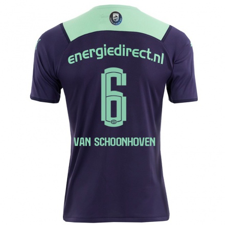 Kinder Fußball Nurija Van Schoonhoven #6 Dunkelviolett Auswärtstrikot Trikot 2021/22 T-shirt