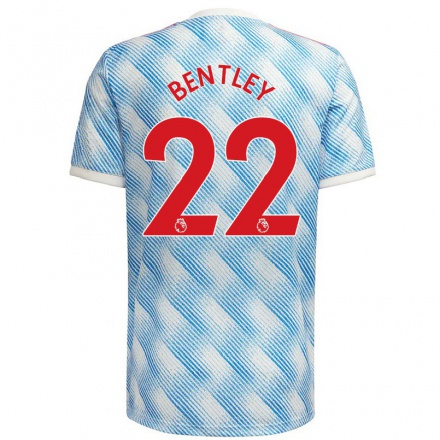Kinder Fußball Fran Bentley #22 Blau Weiss Auswärtstrikot Trikot 2021/22 T-shirt