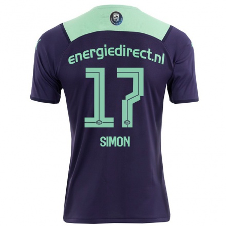 Kinder Fußball Kyah Simon #17 Dunkelviolett Auswärtstrikot Trikot 2021/22 T-shirt