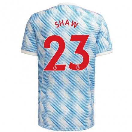 Kinder Fußball Luke Shaw #23 Blau Weiss Auswärtstrikot Trikot 2021/22 T-Shirt