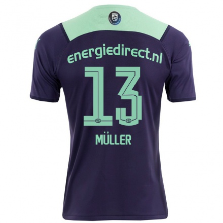 Kinder Fußball Vincent Muller #13 Dunkelviolett Auswärtstrikot Trikot 2021/22 T-shirt
