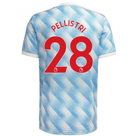 Kinder Fußball Facundo Pellistri #28 Blau Weiss Auswärtstrikot Trikot 2021/22 T-shirt