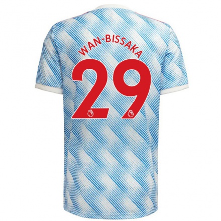 Kinder Fußball Aaron Wan-bissaka #29 Blau Weiss Auswärtstrikot Trikot 2021/22 T-shirt
