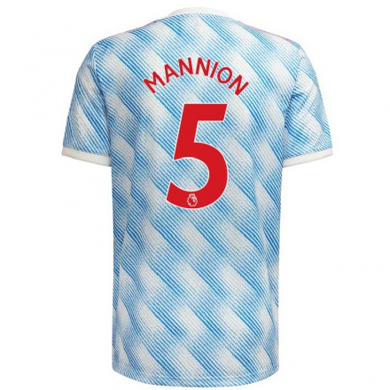 Kinder Fußball Aoife Mannion #5 Blau Weiss Auswärtstrikot Trikot 2021/22 T-shirt