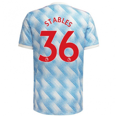 Kinder Fußball Fran Stables #36 Blau Weiss Auswärtstrikot Trikot 2021/22 T-shirt