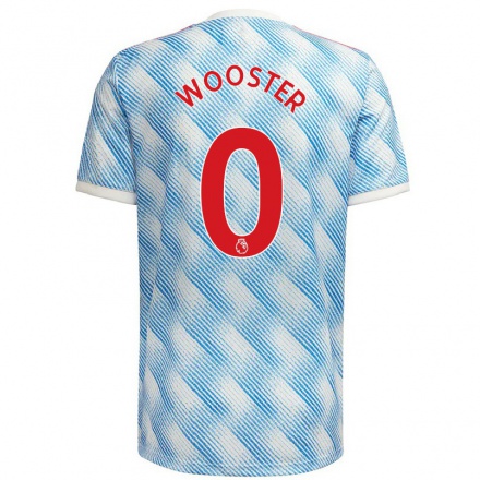Kinder Fußball Tom Wooster #0 Blau Weiss Auswärtstrikot Trikot 2021/22 T-Shirt
