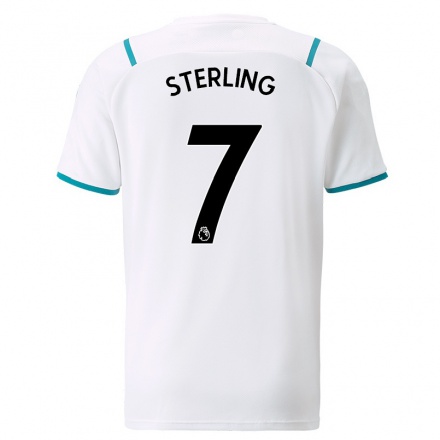 Kinder Fußball Raheem Sterling #7 Weiß Auswärtstrikot Trikot 2021/22 T-Shirt