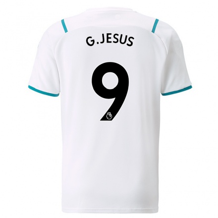 Kinder Fußball Gabriel Jesus #9 Weiß Auswärtstrikot Trikot 2021/22 T-Shirt