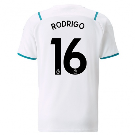 Kinder Fußball Rodri #16 Weiß Auswärtstrikot Trikot 2021/22 T-shirt