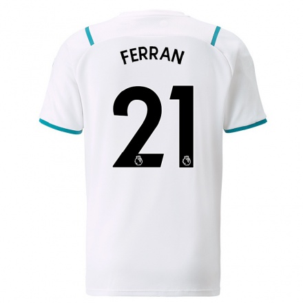 Kinder Fußball Ferran Torres #21 Weiß Auswärtstrikot Trikot 2021/22 T-shirt