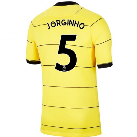Kinder Fußball Jorginho #5 Gelb Auswärtstrikot Trikot 2021/22 T-shirt