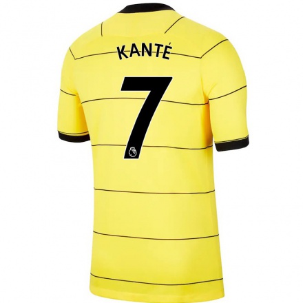 Kinder Fußball N'Golo Kante #7 Gelb Auswärtstrikot Trikot 2021/22 T-Shirt