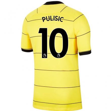 Kinder Fußball Christian Pulisic #10 Gelb Auswärtstrikot Trikot 2021/22 T-Shirt