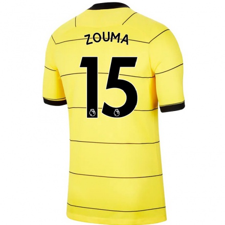 Kinder Fußball Kurt Zouma #15 Gelb Auswärtstrikot Trikot 2021/22 T-Shirt