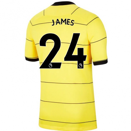 Kinder Fußball Reece James #24 Gelb Auswärtstrikot Trikot 2021/22 T-Shirt