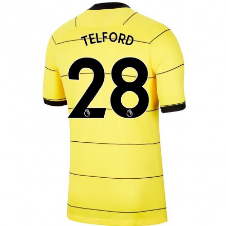 Kinder Fußball Carly Telford #28 Gelb Auswärtstrikot Trikot 2021/22 T-Shirt