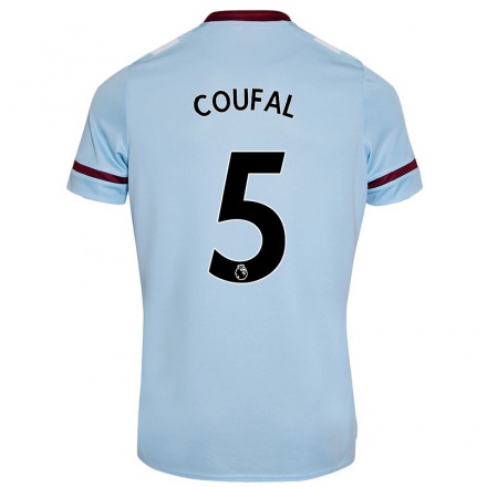 Kinder Fußball Vladimir Coufal #5 Himmelblau Auswärtstrikot Trikot 2021/22 T-Shirt