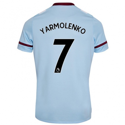 Kinder Fußball Andriy Yarmolenko #7 Himmelblau Auswärtstrikot Trikot 2021/22 T-Shirt