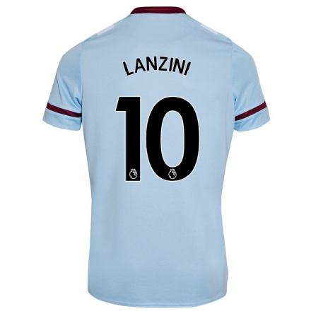 Kinder Fußball Manuel Lanzini #10 Himmelblau Auswärtstrikot Trikot 2021/22 T-Shirt