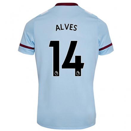 Kinder Fußball Frederik Alves #14 Himmelblau Auswärtstrikot Trikot 2021/22 T-Shirt