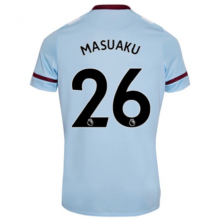 Kinder Fußball Arthur Masuaku #26 Himmelblau Auswärtstrikot Trikot 2021/22 T-Shirt