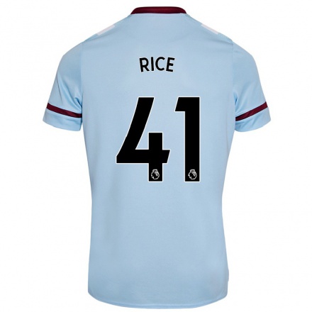 Kinder Fußball Declan Rice #41 Himmelblau Auswärtstrikot Trikot 2021/22 T-shirt