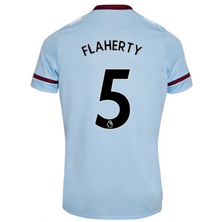 Kinder Fußball Gilly Flaherty #5 Himmelblau Auswärtstrikot Trikot 2021/22 T-shirt