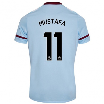 Kinder Fußball Nor Mustafa #11 Himmelblau Auswärtstrikot Trikot 2021/22 T-Shirt