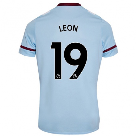 Kinder Fußball Adriana Leon #19 Himmelblau Auswärtstrikot Trikot 2021/22 T-Shirt