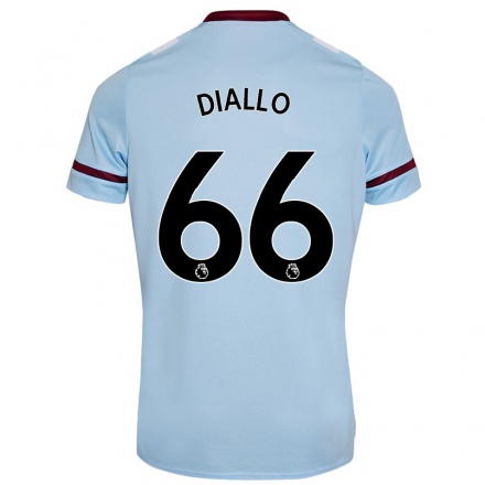 Kinder Fußball Amadou Diallo #66 Himmelblau Auswärtstrikot Trikot 2021/22 T-shirt