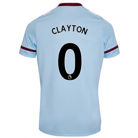 Kinder Fußball Regan Clayton #0 Himmelblau Auswärtstrikot Trikot 2021/22 T-Shirt